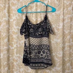 Blue floral blouse w/ shoulder cutouts